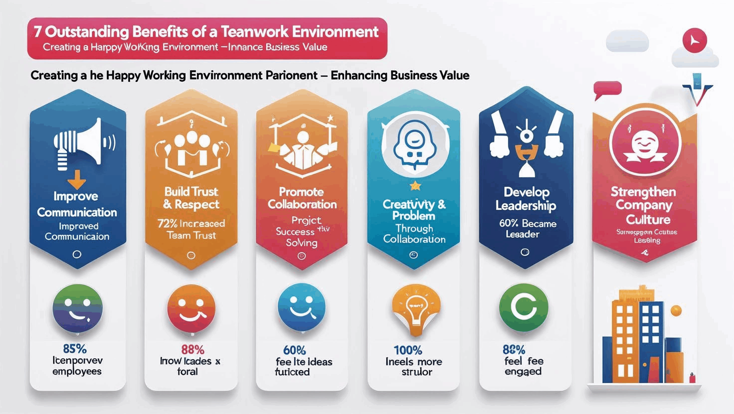 Infographic tổng hợp 7 lợi ích cốt lõi của trò chơi team building đối với doanh nghiệp.
