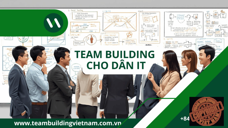 Team Building Cho Dân IT - Một đội ngũ IT đang hợp tác giải quyết một thử thách logic trong chương trình team building được thiết kế riêng cho dân công nghệ.